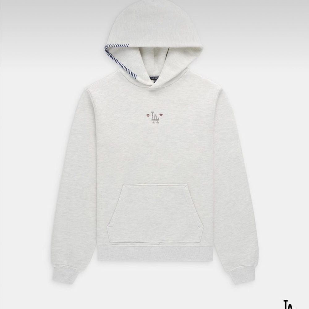 Madhappy x Dodgers Crystal Logo Fleece Hoodie Grey Ash Size Large